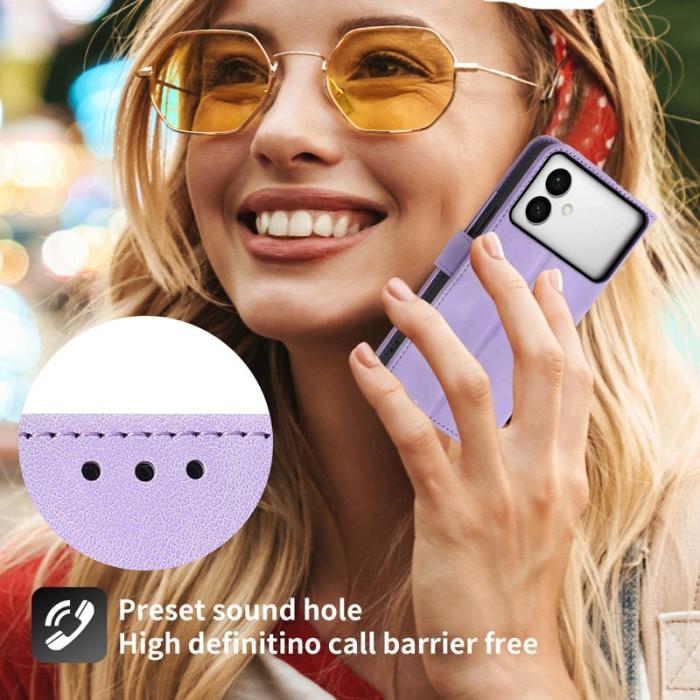 OEM - Samsung Galaxy S26 Edge Fodral Konstläder Blommönster - Ljuslila