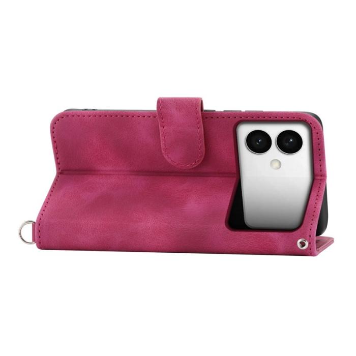 OEM - Samsung Galaxy S26 Edge Fodral Konstläder Blommönster - Vinröd