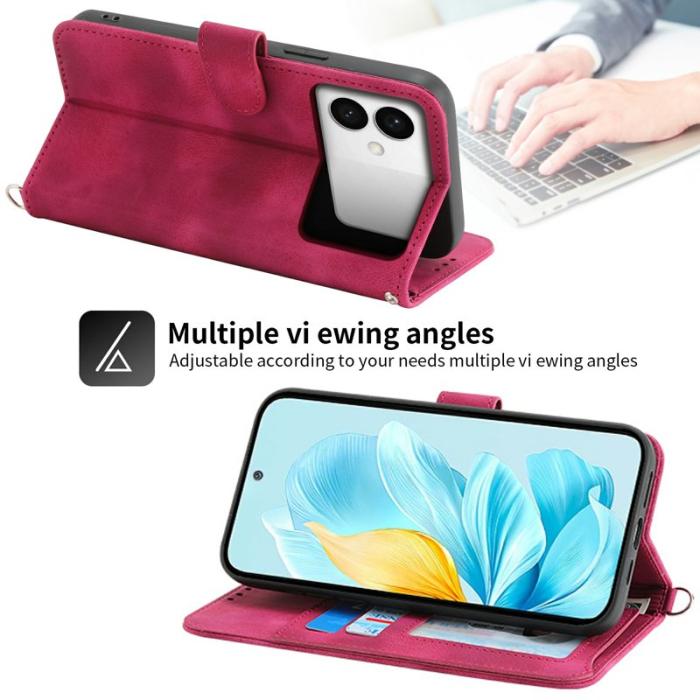 OEM - Samsung Galaxy S26 Edge Fodral Konstläder Blommönster - Vinröd