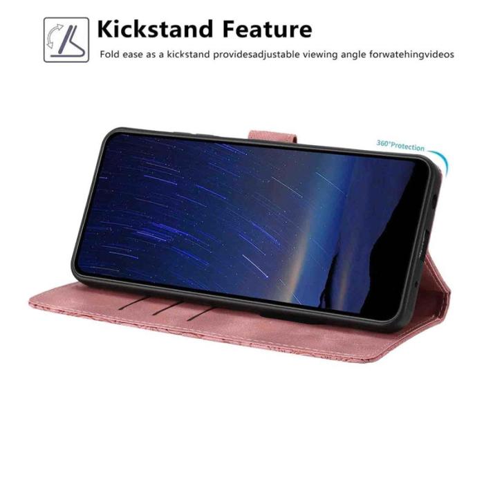 OEM - Samsung Galaxy S26 Edge Fodral Konstläder Blomtryck - Rosa