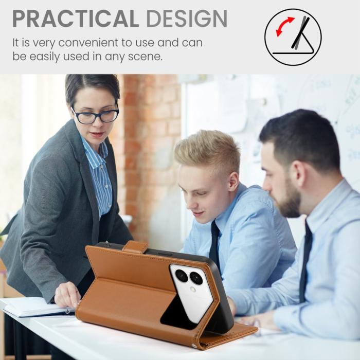 OEM - Samsung Galaxy S26 Edge Fodral PU Läder Ställ - Brun