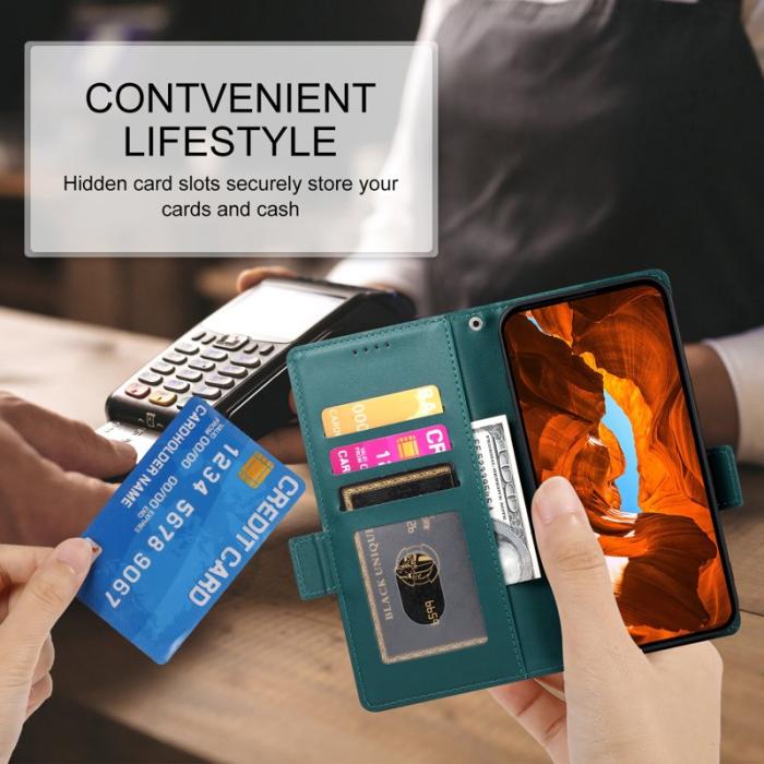 OEM - Samsung Galaxy S26 Edge Fodral PU Läder Ställ - Svartgrön