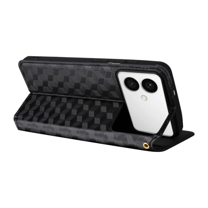 OEM - Samsung Galaxy S26 Edge Fodral Rhombus Pr präglat Äkta Läder - Svart