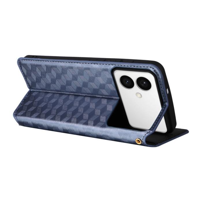 OEM - Samsung Galaxy S26 Edge Fodral Rhombus Prägling Äkta Läder - Blå