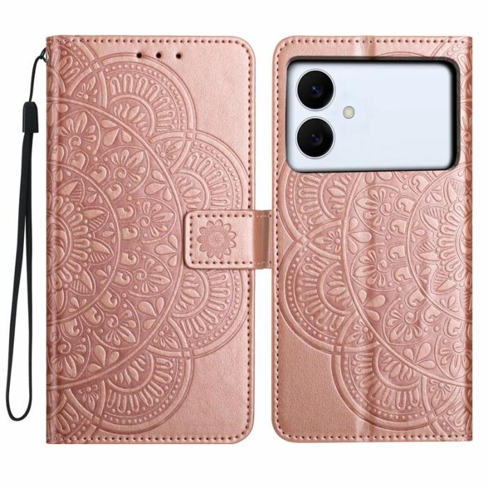 OEM - Samsung Galaxy S26 Edge Skal Äkta Läder Mandala Mönster - Roséguld
