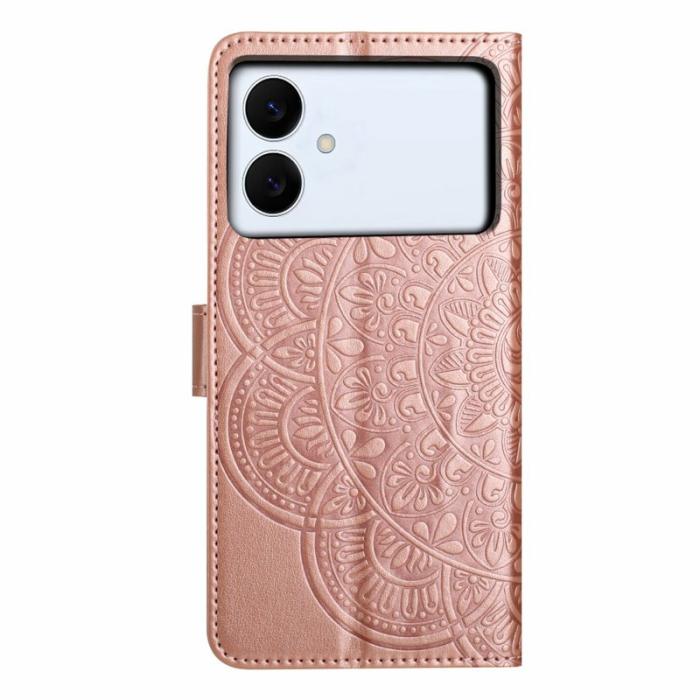 OEM - Samsung Galaxy S26 Edge Skal Äkta Läder Mandala Mönster - Roséguld