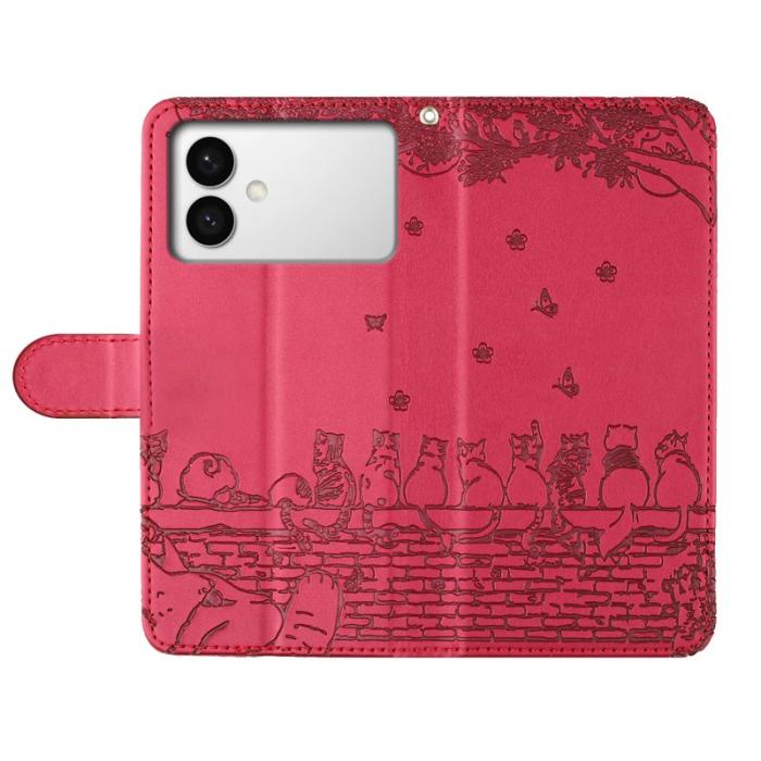 OEM - Samsung Galaxy S26 Edge Skal Äkta Läder Med Handledsrem - Röd