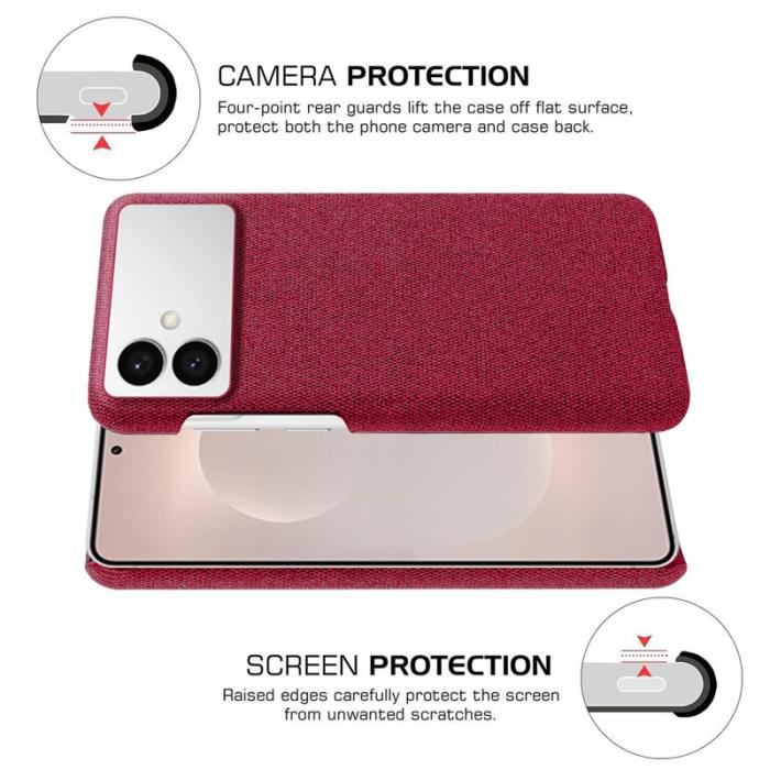 OEM - Samsung Galaxy S26 Edge Skal Klädd Textur Anti-Scratch Plast - Röd