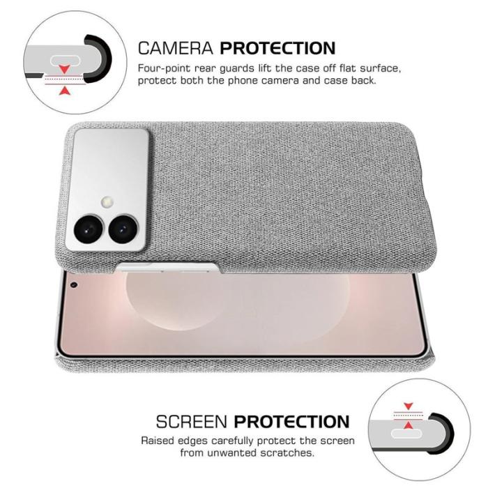 OEM - Samsung Galaxy S26 Edge Skal Kläde Textur Anti-Scratch Plast - Ljusgrå