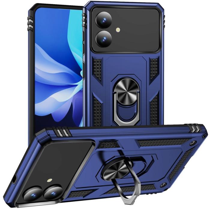 OEM - Samsung Galaxy S26 Edge Skal Plast Med Ställning - Blå