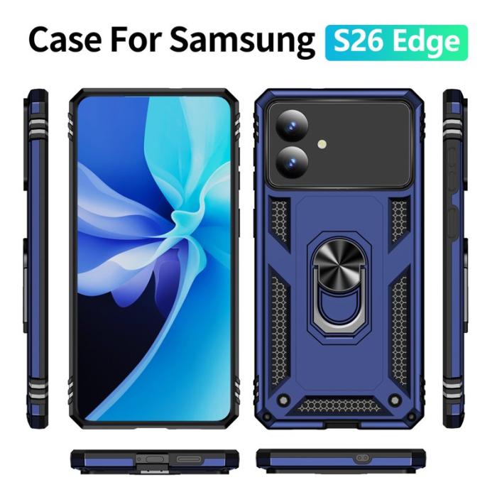 OEM - Samsung Galaxy S26 Edge Skal Plast Med Ställning - Blå