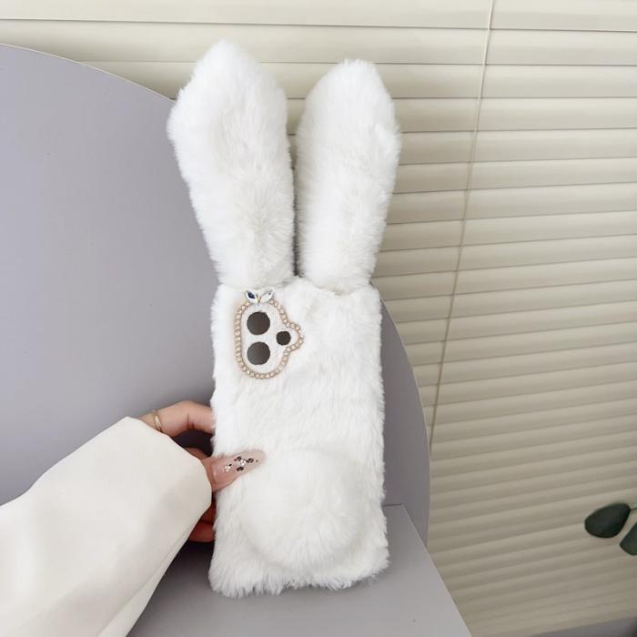 OEM - Samsung Galaxy S26 Edge Skal Plush Söt Kanin Vinter Fluffy TPU - Vit