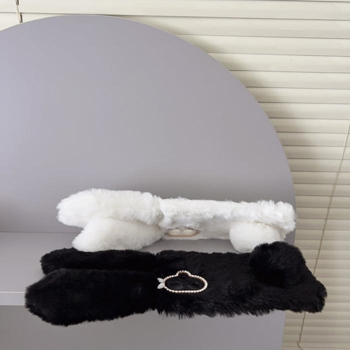 OEM - Samsung Galaxy S26 Edge Skal Plush Söt Kanin Vinter Fluffy TPU - Vit