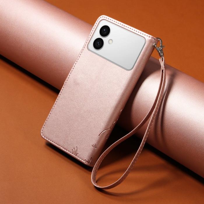 OEM - Samsung Galaxy S26 Edge Skal RFID Skydd Konstläder Hundmönster - Rosa