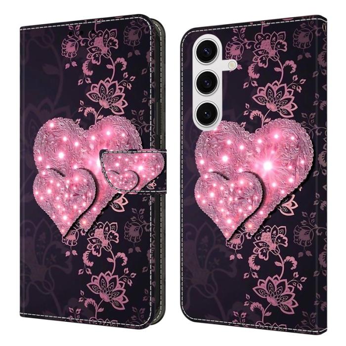 OEM - Samsung Galaxy S26 Plus Fodral 3D Mönster PU Läder - Spets Hjärtan