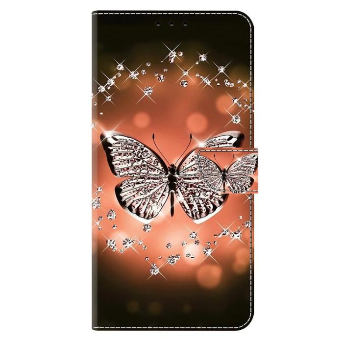 OEM - Samsung Galaxy S26 Plus Fodral 3D Mönster PU Läder Ställ - Crystal Butterfly