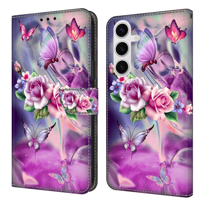 OEM - Samsung Galaxy S26 Plus Fodral 3D Mönster PU Läder Ställ - Fjärilar / Blommor