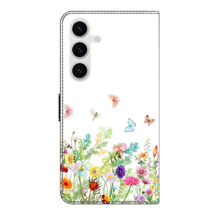 OEM - Samsung Galaxy S26 Fodral Äkta Läder Mönstertryck - Blommor och Gräs