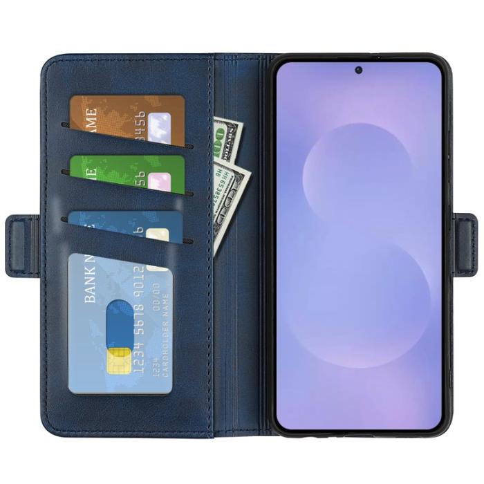 OEM - Samsung Galaxy S26 Fodral Äkta Läder Plånboksfodral - Blå