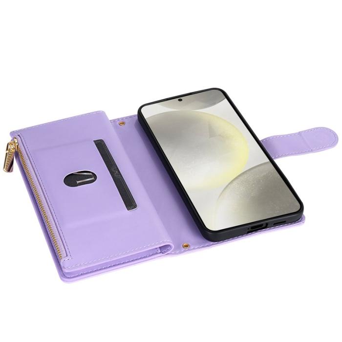 OEM - Samsung Galaxy S26 Plus Fodral Äkta Läder Rhombus - Ljuslila