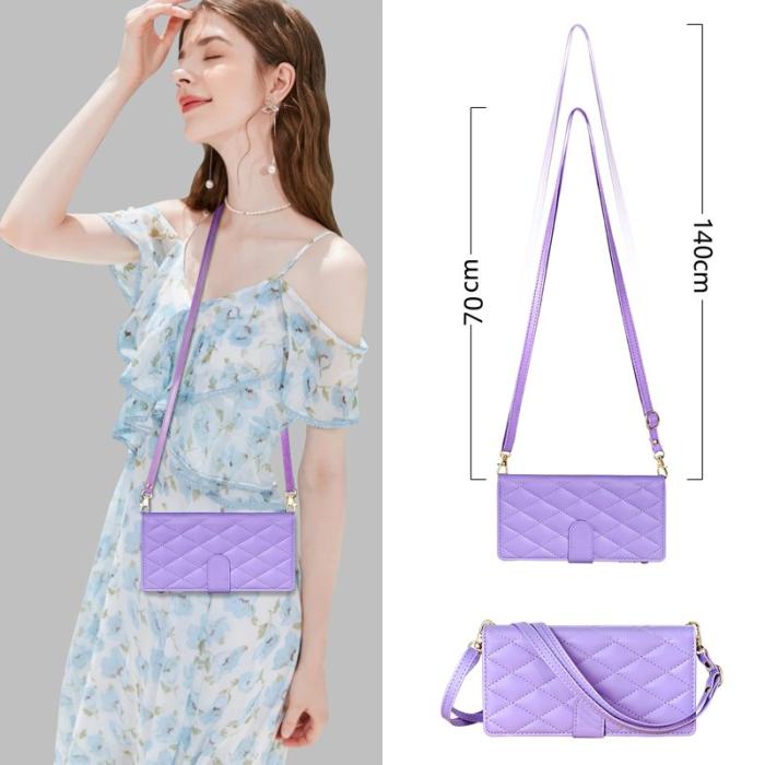 OEM - Samsung Galaxy S26 Plus Fodral Äkta Läder Rhombus - Ljuslila