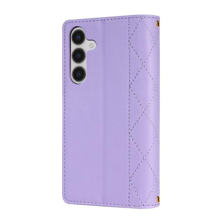 OEM - Samsung Galaxy S26 Plus Fodral Äkta Läder Rhombus - Ljuslila