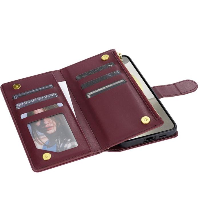 OEM - Samsung Galaxy S26 Plus Fodral Äkta Läder Rhombus - Vinröd