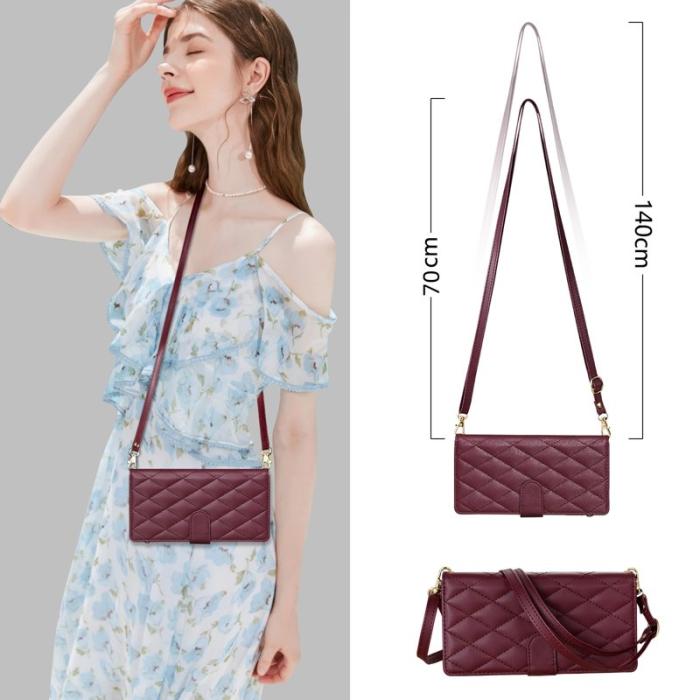 OEM - Samsung Galaxy S26 Plus Fodral Äkta Läder Rhombus - Vinröd