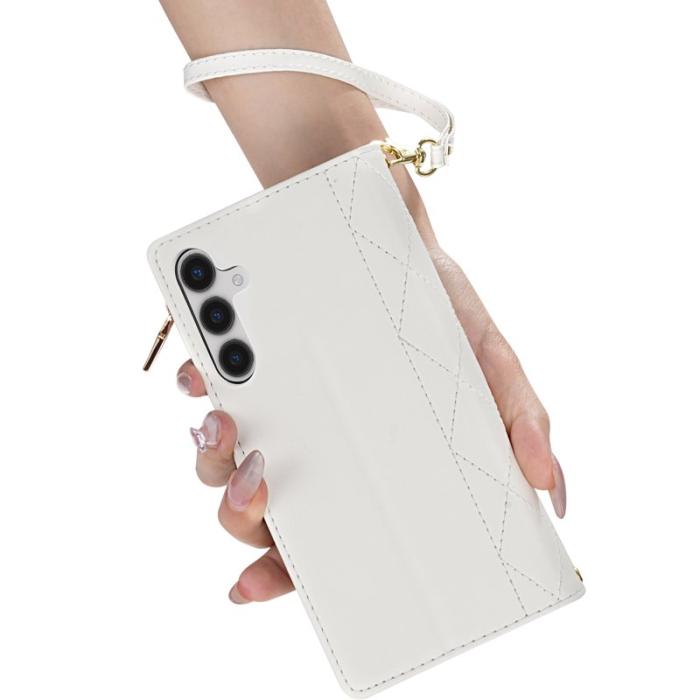 OEM - Samsung Galaxy S26 Plus Fodral Äkta Läder Rhombus - Vit