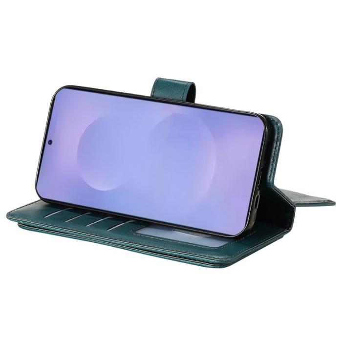 OEM - Samsung Galaxy S26 Plus Fodral Äkta Läder Ställ - Grön