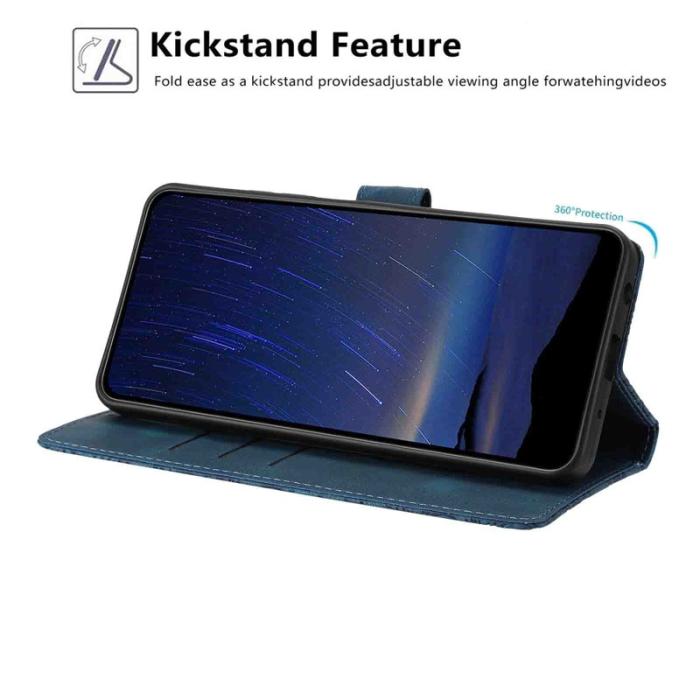 OEM - Samsung Galaxy S26 Plus Fodral Blommönster Konstläder Ställ - Blå