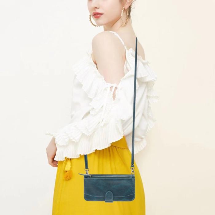 OEM - Samsung Galaxy S26 Plus Fodral Dragkedja Äkta Läder - Svartgrön