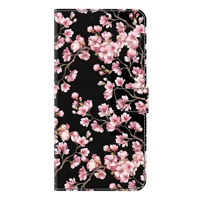 OEM - Samsung Galaxy S26 Plus Fodral Fällbart Ställ PU Läder Mönster - Persika Blomma