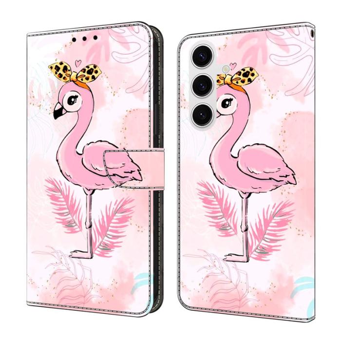 OEM - Samsung Galaxy S26 Plus Fodral Fällbart Ställ PU Läder Mönster - Rosa Fågel