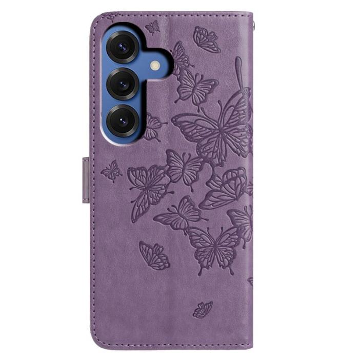 OEM - Samsung Galaxy S26 Plus Fodral Fjärilsprägling PU Läder Flip - Lila