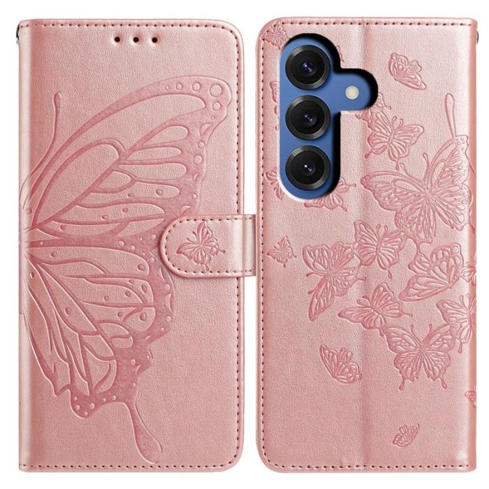 OEM - Samsung Galaxy S26 Plus Fodral Flip PU Läder Med Rem - Roséguld