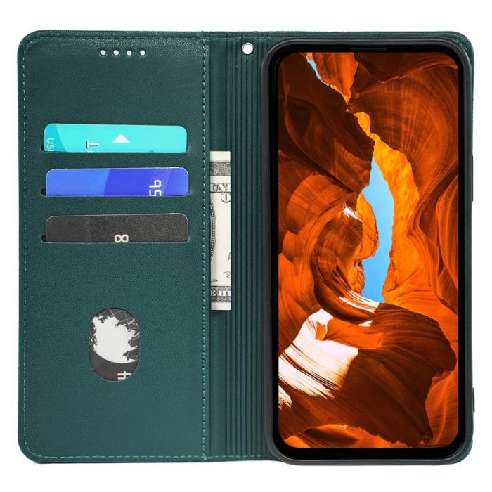 OEM - Samsung Galaxy S26 Fodral Fyrklöver Äkta Läder Flip - Grön