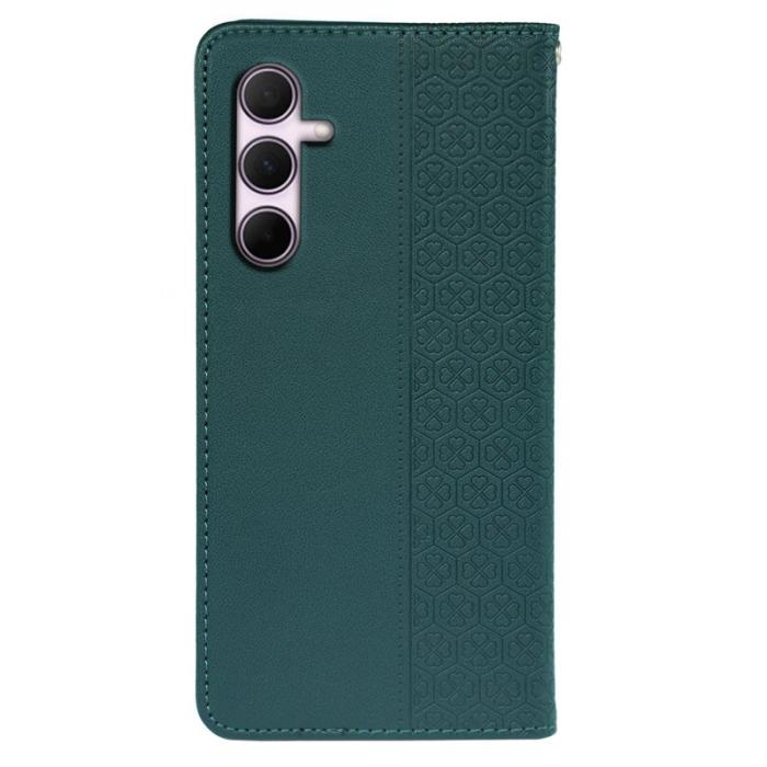 OEM - Samsung Galaxy S26 Fodral Fyrklöver Äkta Läder Flip - Grön