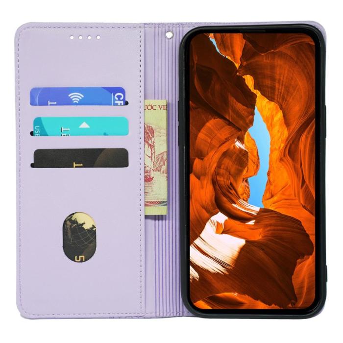 OEM - Samsung Galaxy S26 Fodral Fyrklöver Äkta Läder Flip - Ljuslila