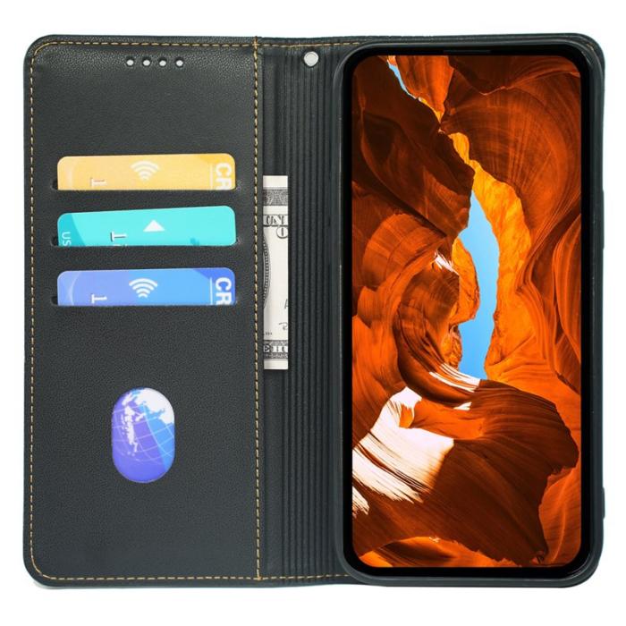 OEM - Samsung Galaxy S26 Plus Fodral Fyrklöver Äkta Läder Flip - Svart