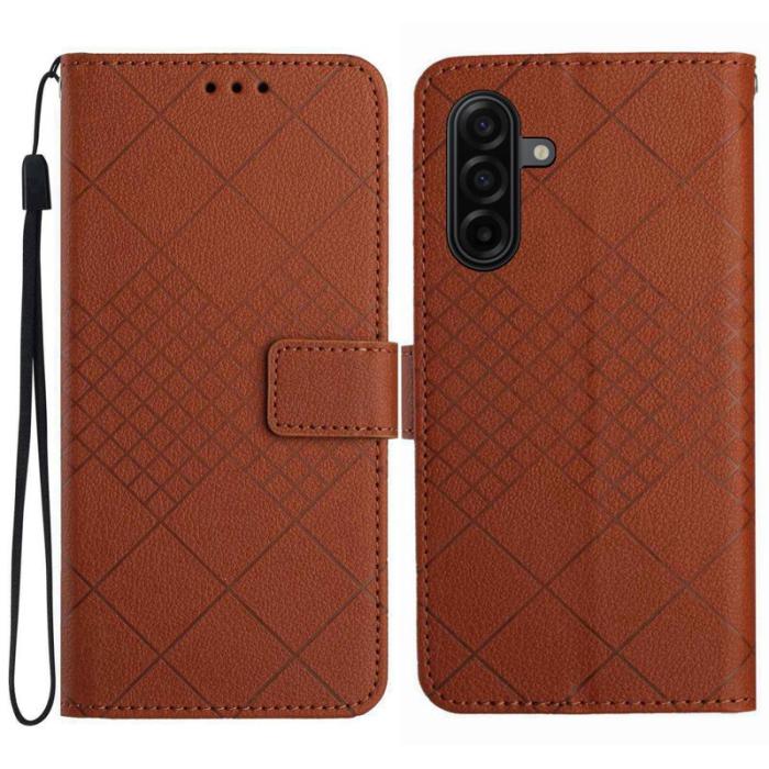 OEM - Samsung Galaxy S26 Fodral Imprint Konstläder Flip Folio - Brun