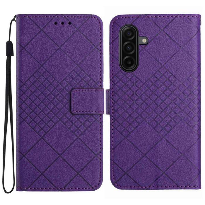 OEM - Samsung Galaxy S26 Fodral Imprint Konstläder Flip Folio - Mörklila