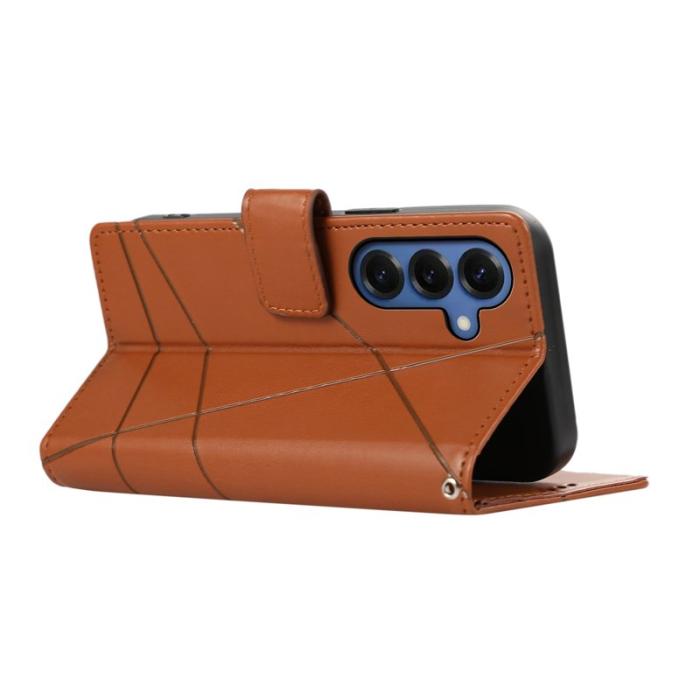 OEM - Samsung Galaxy S26 Plus Fodral Imprint Läder Med Handrem - Brun