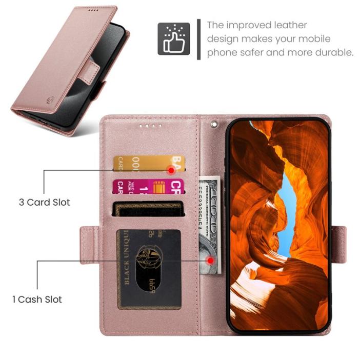 OEM - Samsung Galaxy S26 Fodral Konstläder Ställfunktion - Roséguld