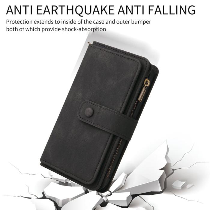 OEM - Samsung Galaxy S26 Fodral Läder Med Dragkedja 15 Kortplatser - Svart