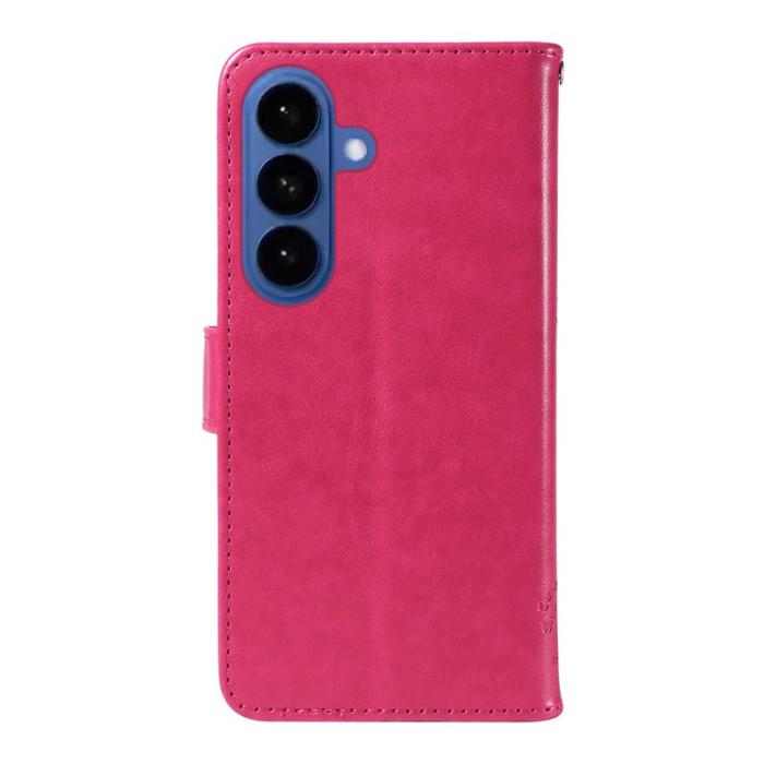 OEM - Samsung Galaxy S26 Plus Fodral Läder Ställ Cat Tree Mönster - Rosa
