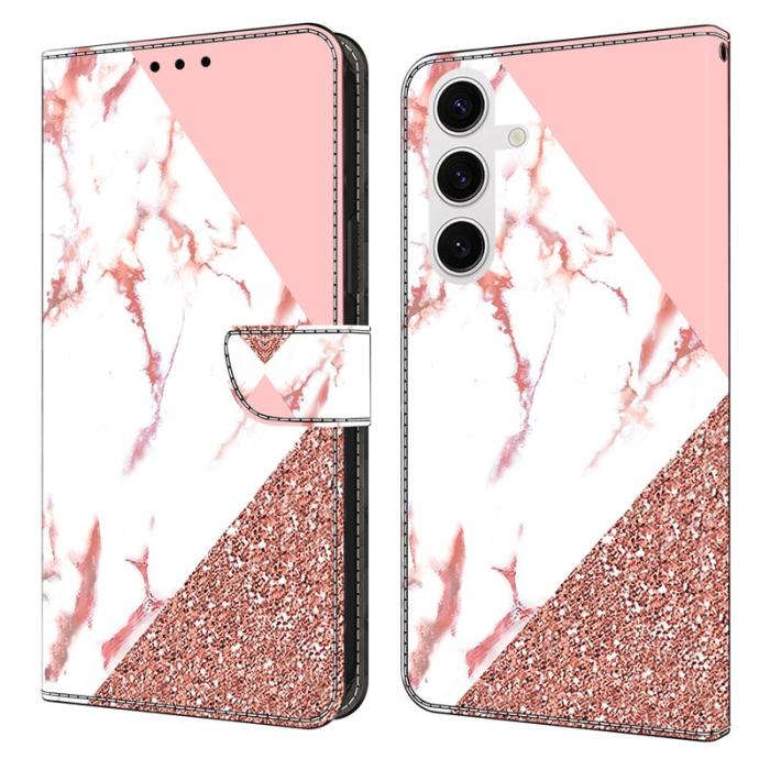 OEM - Samsung Galaxy S26 Fodral Mönstertryck Ställ Läder Flip - Triangulär Marmor