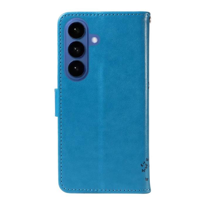 OEM - Samsung Galaxy S26 Plus Fodral PU Läder Kattträd Mönster - Blå