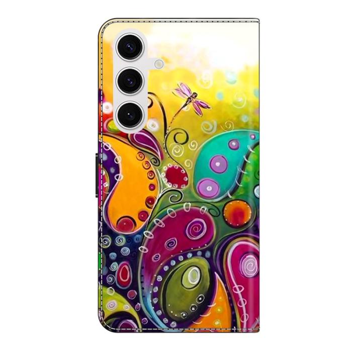 OEM - Samsung Galaxy S26 Fodral PU Läder Med Ställ - Färgglad Blomma