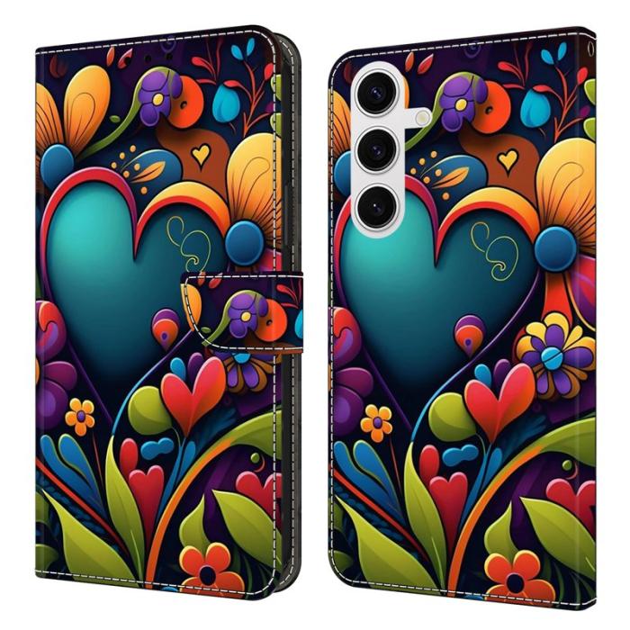 OEM - Samsung Galaxy S26 Plus Fodral PU Läder Med Ställ - Målade Blommor